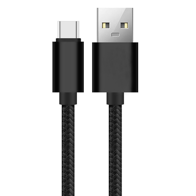 CE trançado de nylon de carregamento preto de RoHS do cabo de dados da cor 3A USB certificado