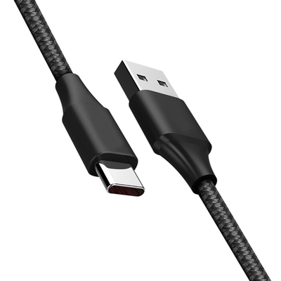 CE trançado de nylon de carregamento preto de RoHS do cabo de dados da cor 3A USB certificado