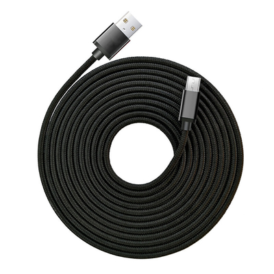 CE trançado de nylon de carregamento preto de RoHS do cabo de dados da cor 3A USB certificado