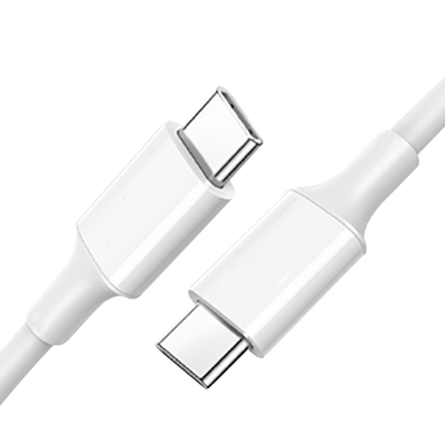 Cor branca USB C a cabo rápido da carga de C com revestimento de PVC 20V 3A 60W