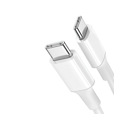 Cor branca USB C a cabo rápido da carga de C com revestimento de PVC 20V 3A 60W