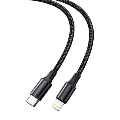 Cabo de carregamento rápido de USB da cor preta com velocidade trançada de nylon de transferência da tampa 10Gbps