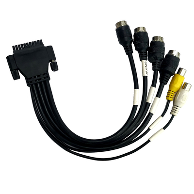 M12 personalizados aos conjuntos de cabo de RCA Overmolding parafusam o travamento da cor preta