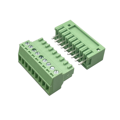 Conector de bloco de terminal ligável masculino-feminino de 3,81 mm Pitch 2-16 Pins Plug In Right Angle Vertical