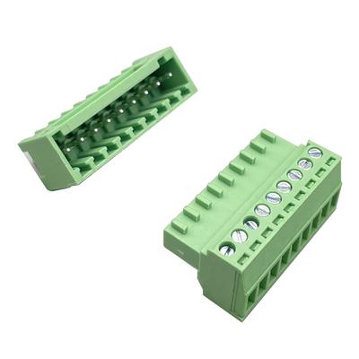Conector de bloco de terminal ligável masculino-feminino de 3,81 mm Pitch 2-16 Pins Plug In Right Angle Vertical
