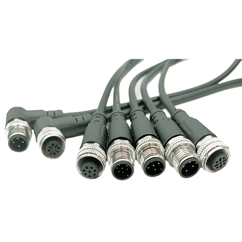Homem impermeável dos conjuntos de cabo M12 à fêmea com 4 Pin 8 Pin Connector