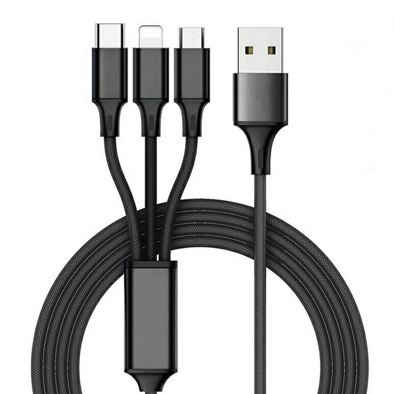 3 em 1 dados de carregamento de 2.4A USB cabografe o tipo ODM portuário do OEM da função de C multi